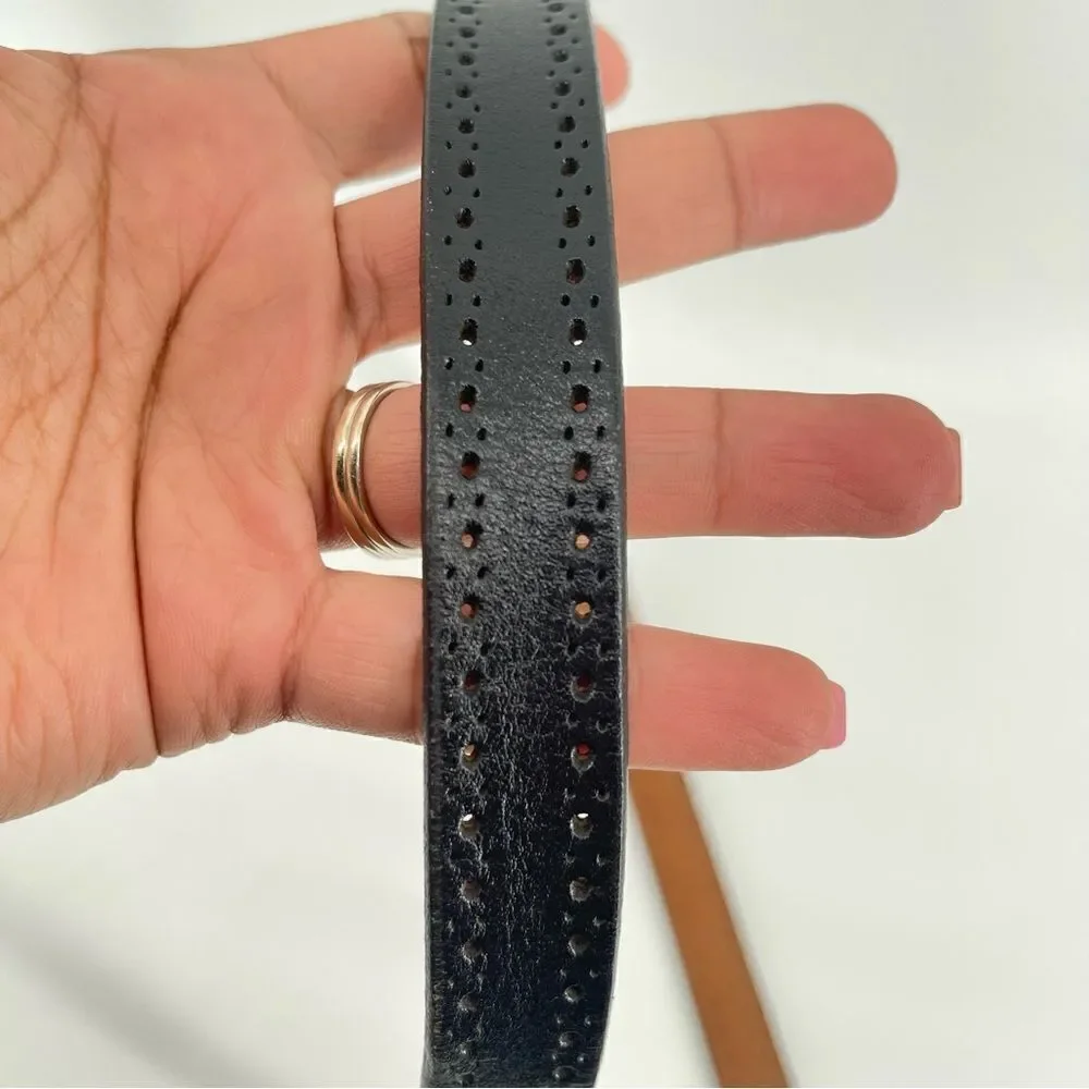 Banana Republic Women’s Black Genuine Italian Leather 184731 Skinny Belt Large